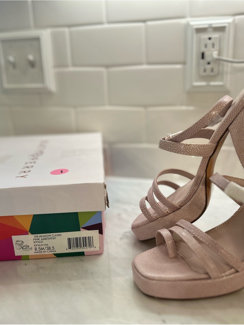 Katy Perry Collections Pink Amethyst Strappy Platform Heels